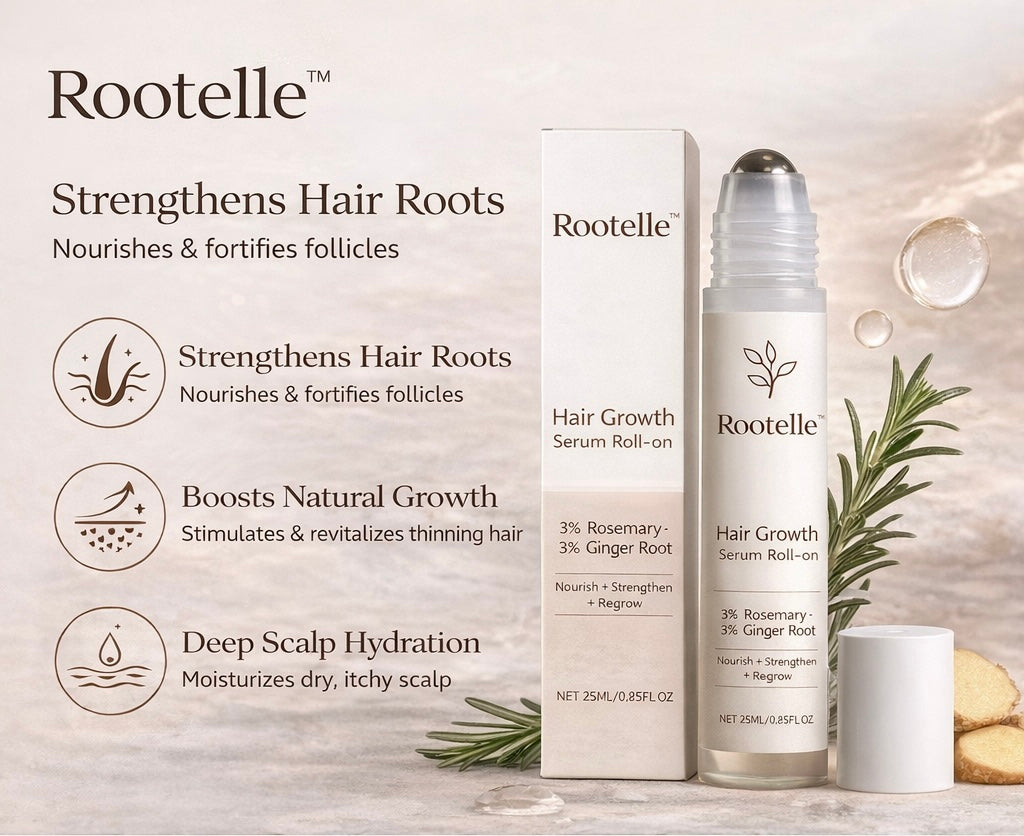 Rootelle™ Hair Growth Serum is designed to nourish your scalp and promote stronger, healthier hair.