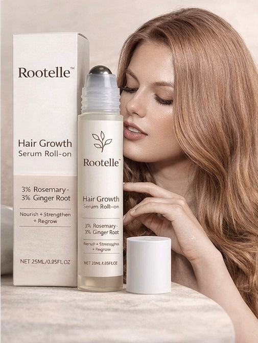 Rootelle™ Hair Growth Serum is designed to nourish your scalp and promote stronger, healthier hair.